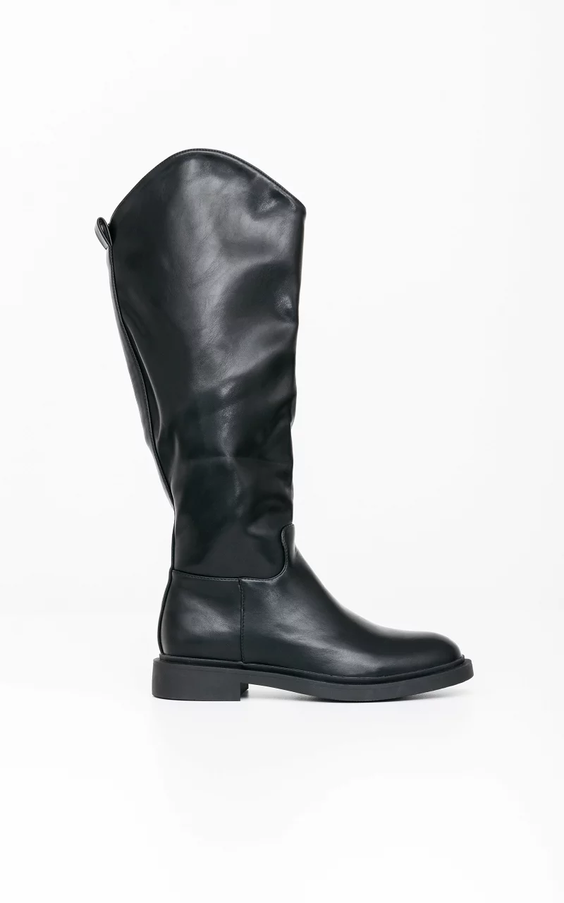 Leather-look high boots Black