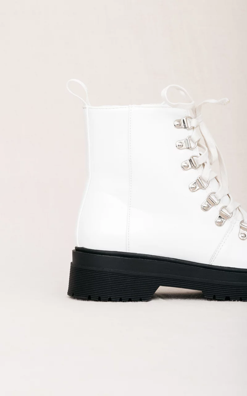 Lace-up boots with thick sole White