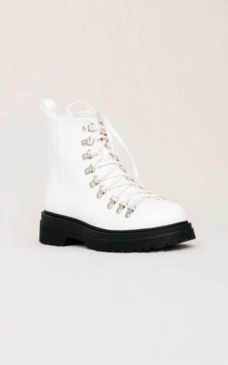 Lace-up boots with thick sole White
