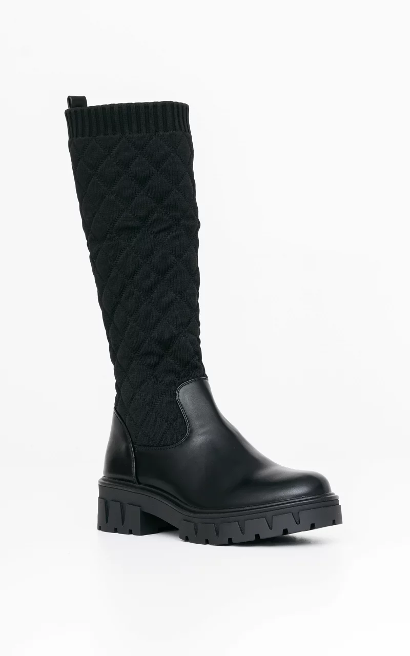 High boots with sock Black