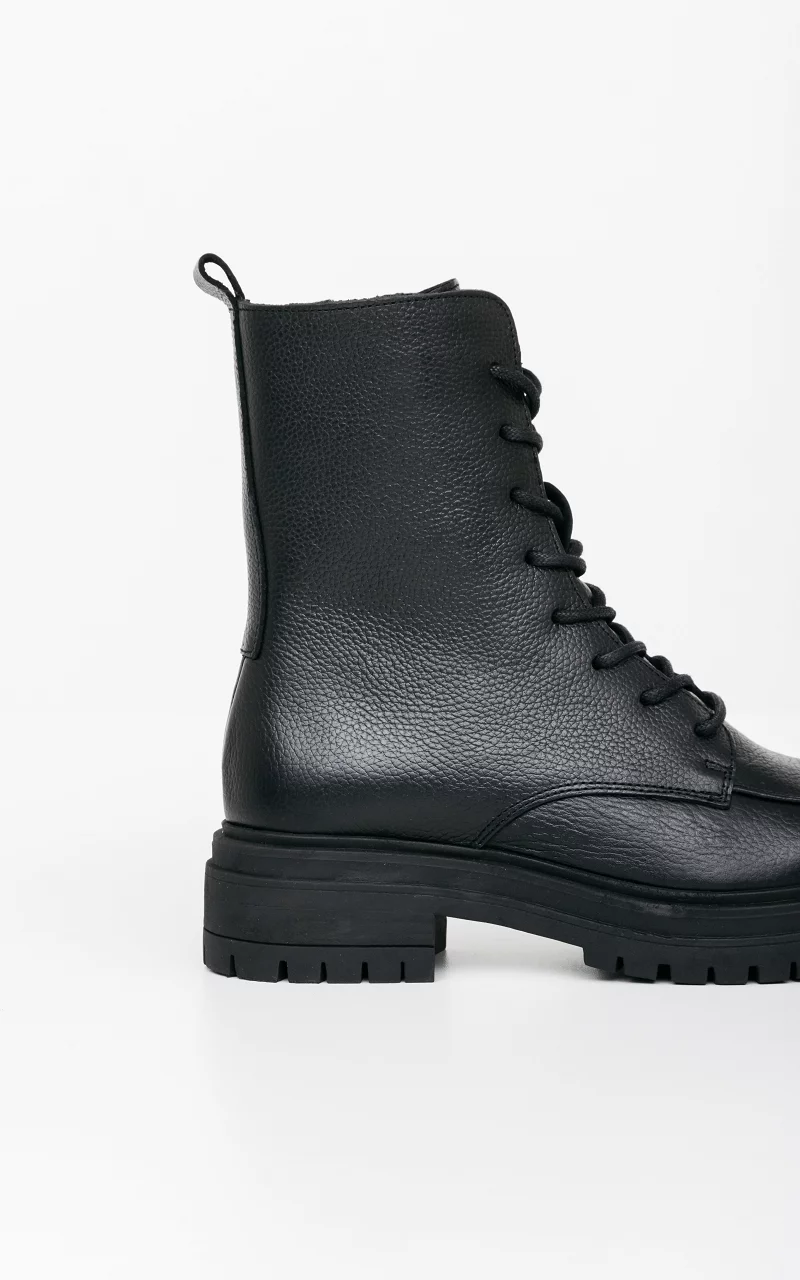 Leather lace-up boots Black