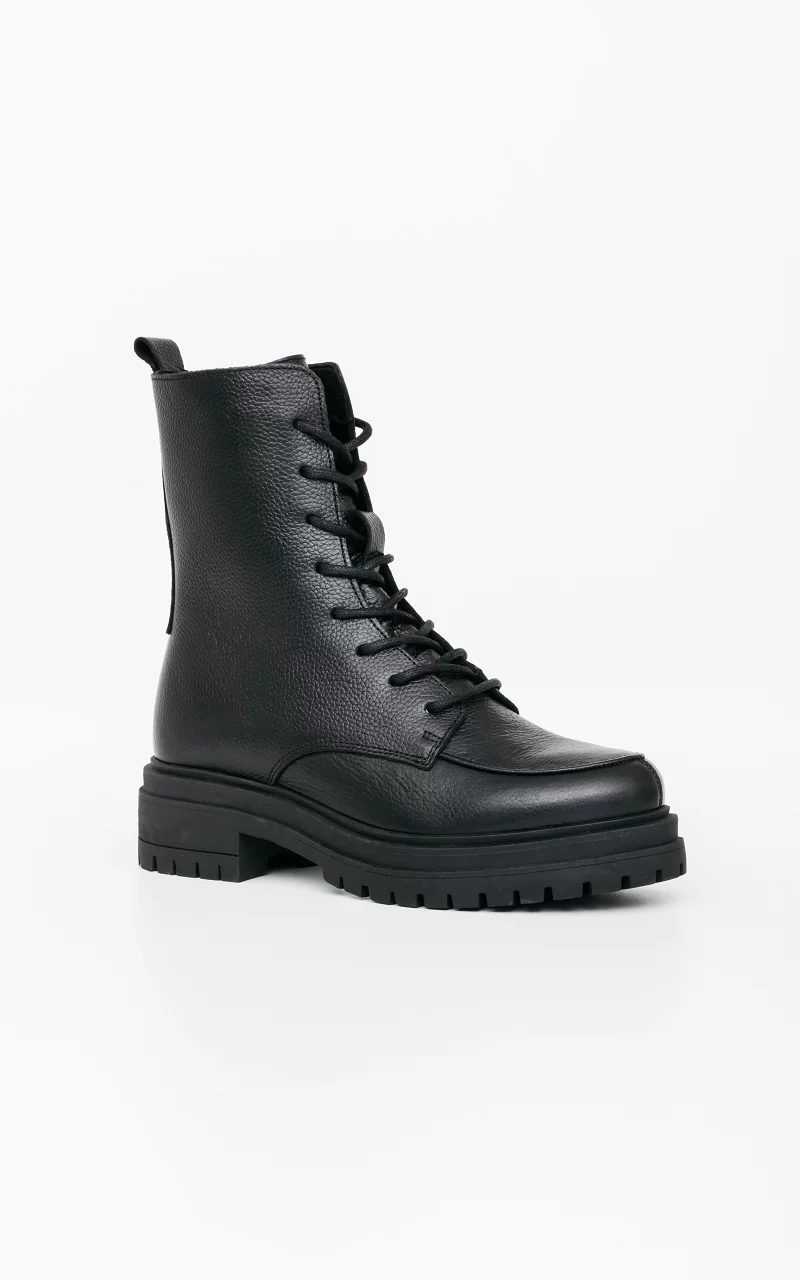 Leather lace-up boots Black