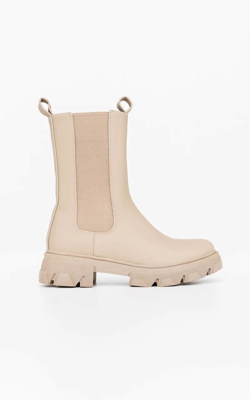High chelsea boots with zip Taupe