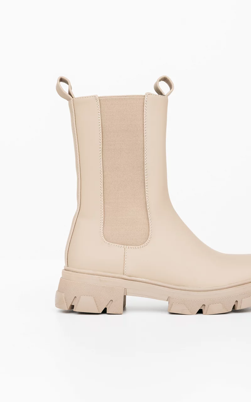Hohe Chelsea Boots Taupe