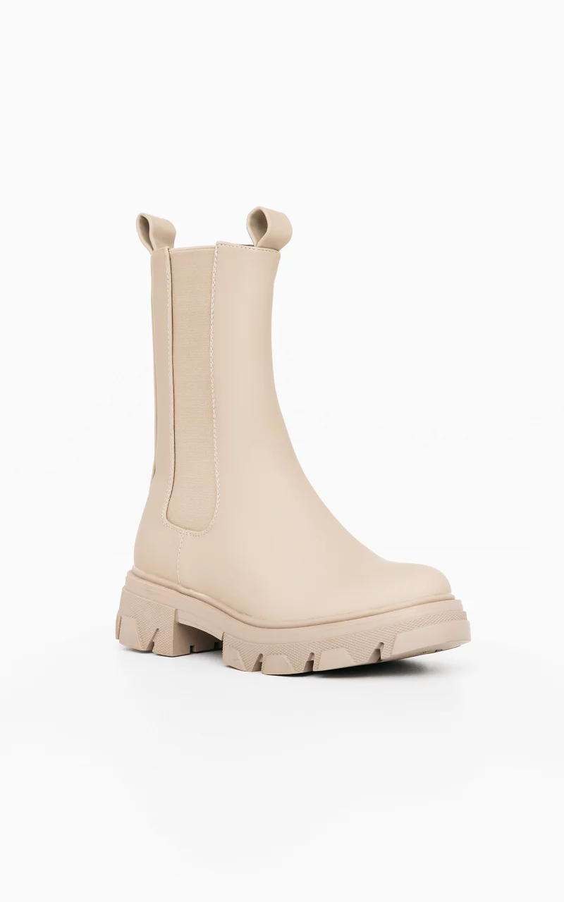 Hoge chelsea boots met rits Taupe