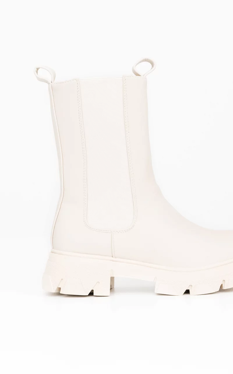 Hohe Chelsea Boots Beige