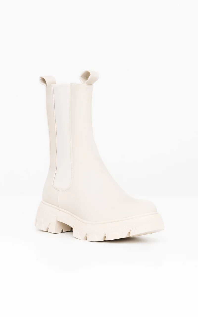 Hohe Chelsea Boots Beige