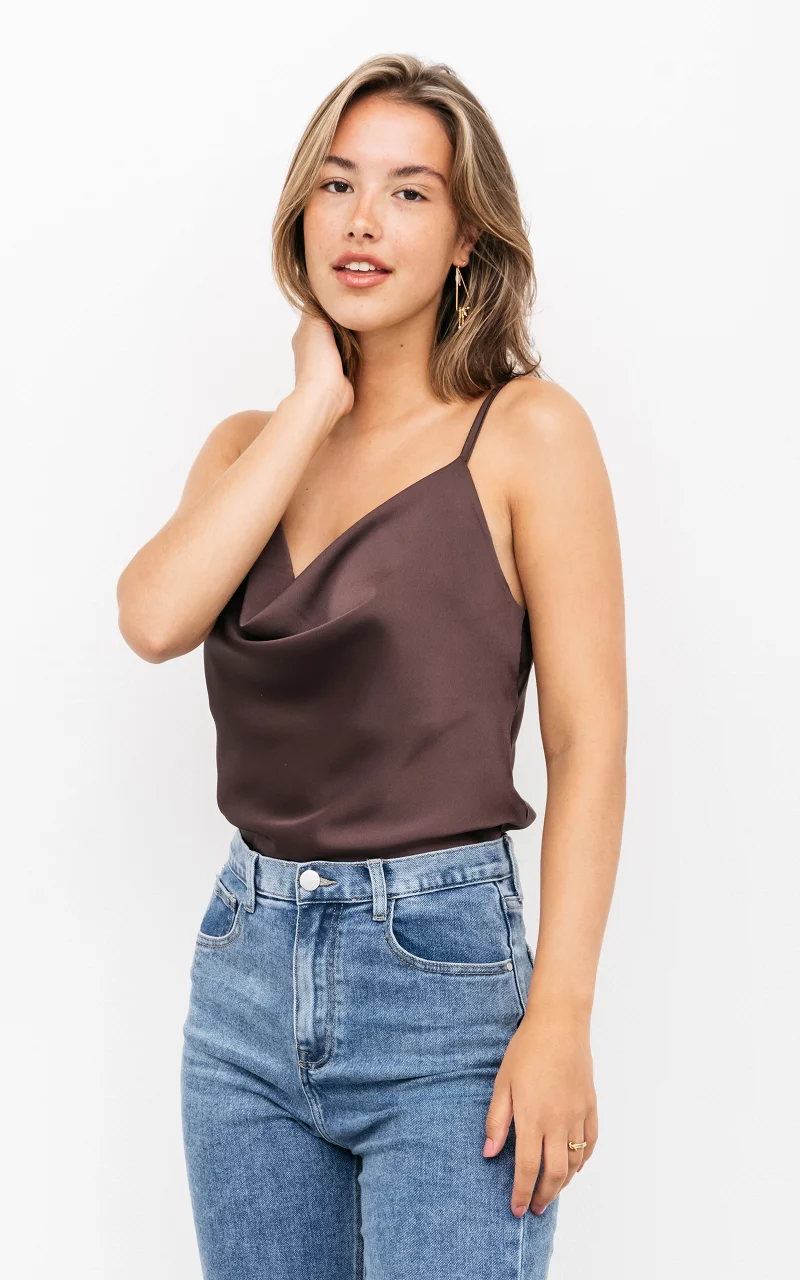 Top with waterfall neckline Dark Brown
