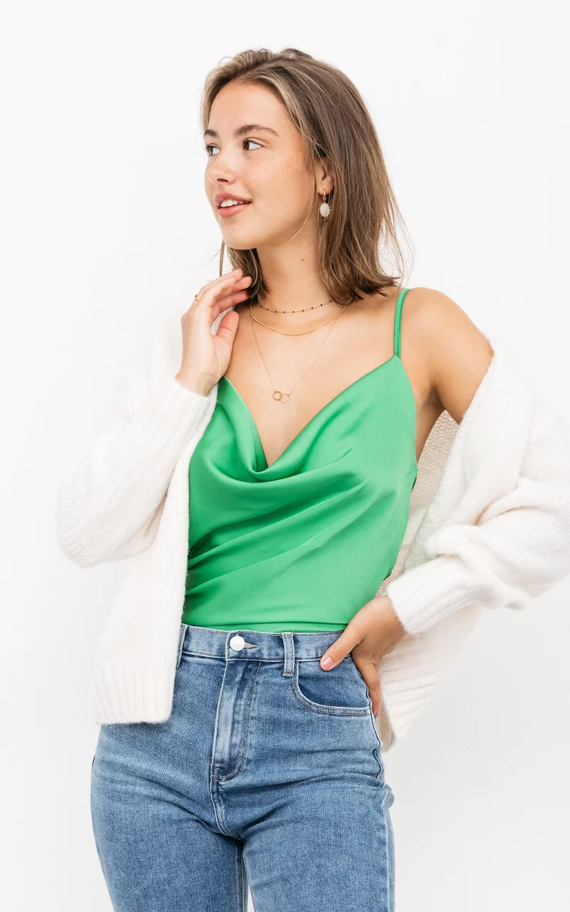 Top with waterfall neckline Green