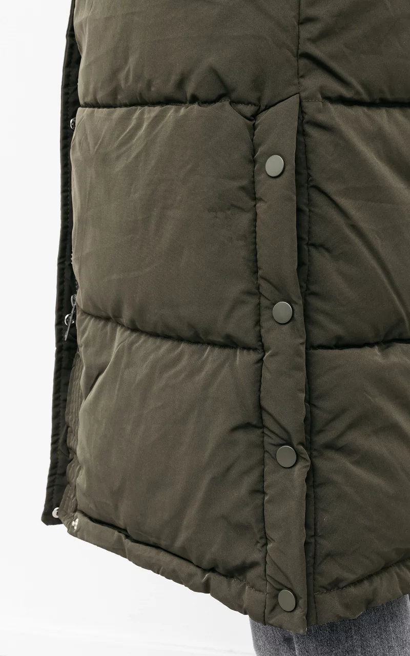 Lange puffer jacket Donkergroen
