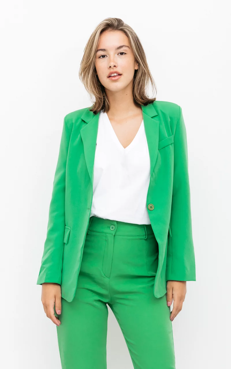 Blazer with side pockets and shoulder pads Green