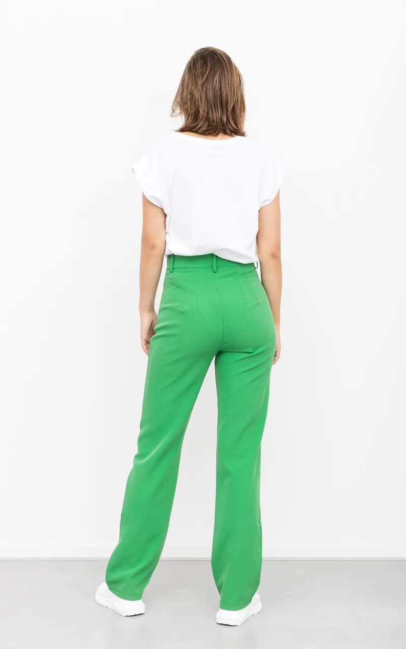 Flared pants with belt loops Green