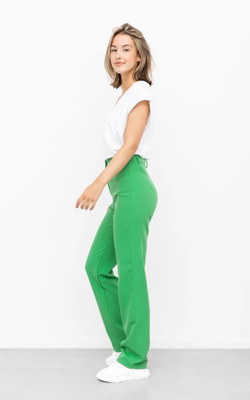 Straight leg broek met riemlussen Groen