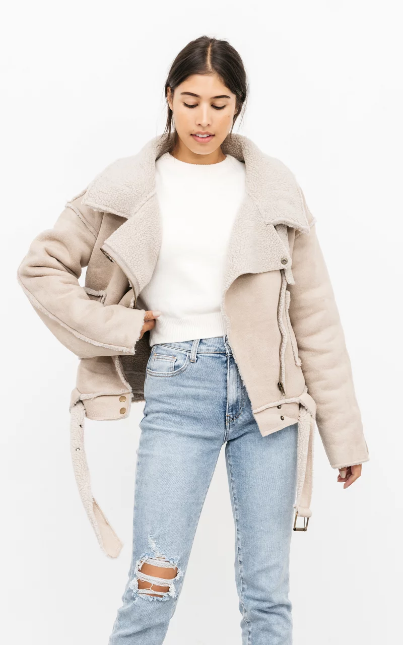 Teddy coat with pockets Beige