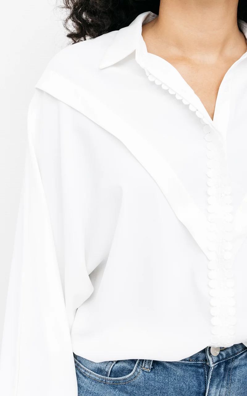 Bluse mit Spitzen-Details Weiß