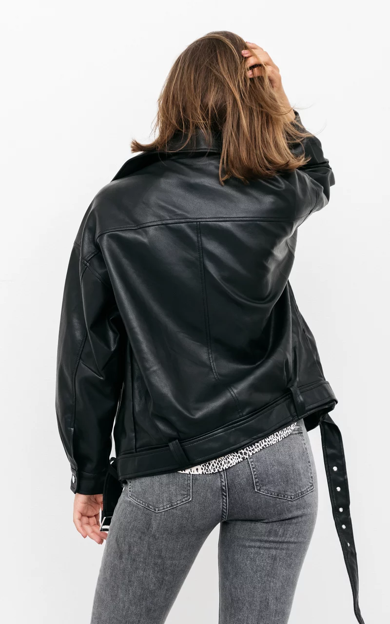 Oversized biker jacket Zwart