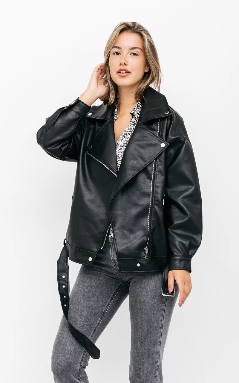 Oversized biker jacket Black