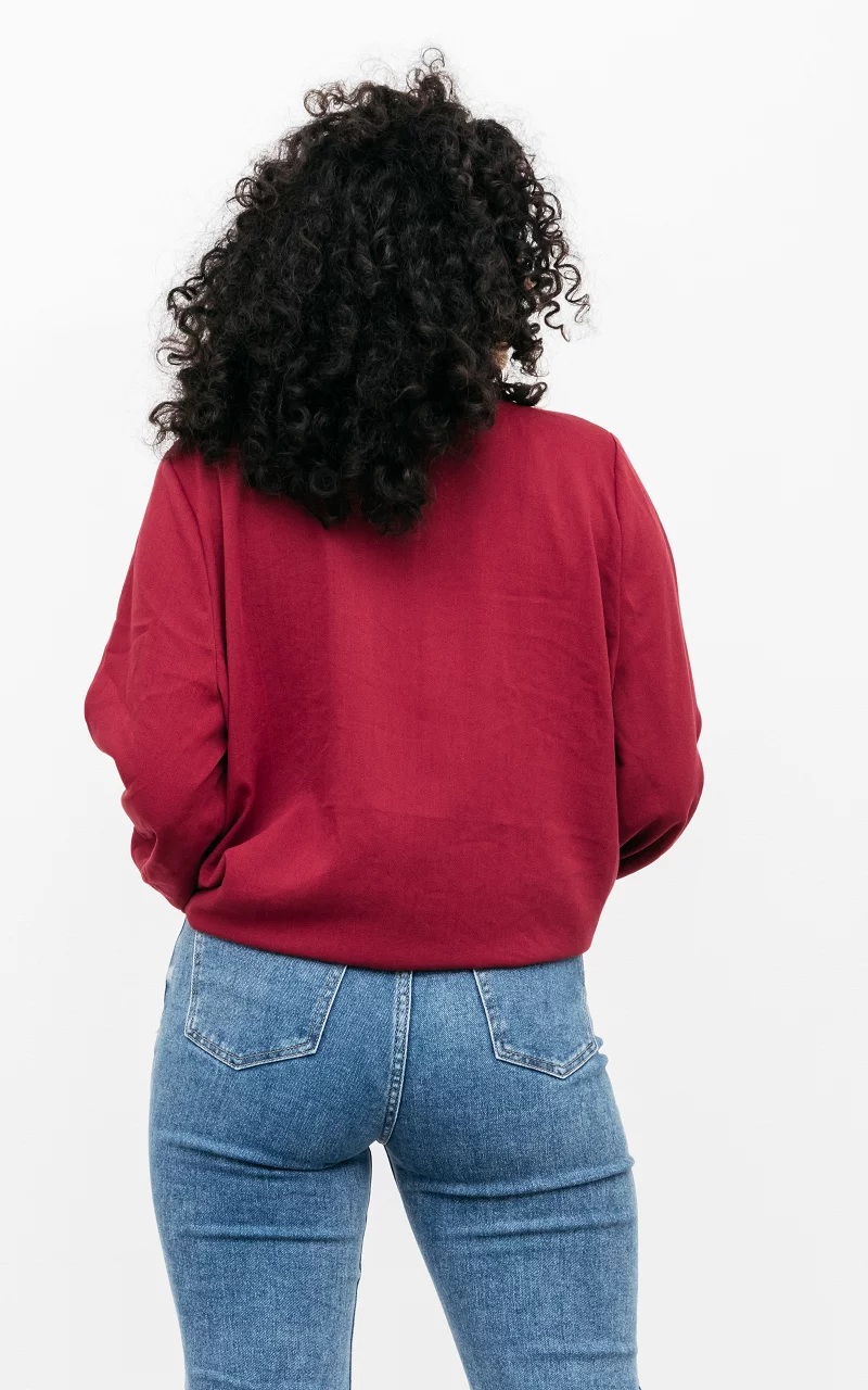 Blouse met twee borstzakken Bordeaux