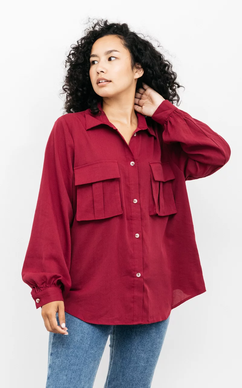 Blouse with two breast pockets Bordeaux