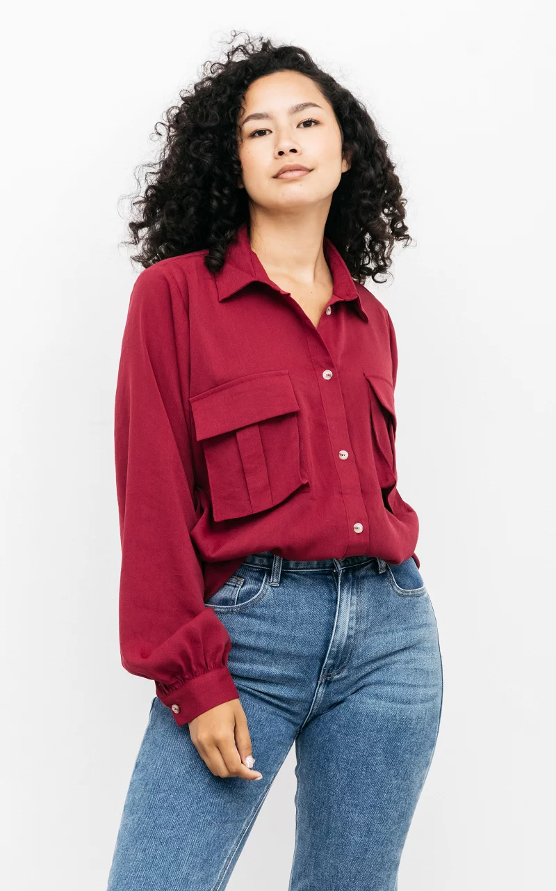 Blouse with two breast pockets Bordeaux