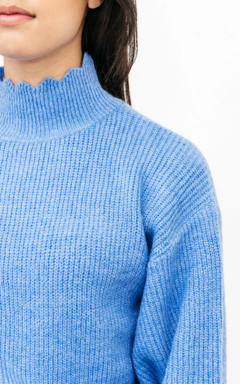 Niedlicher Pullover mit Stehkragen Hellblau