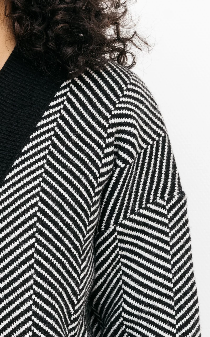 Striped cardigan Black White