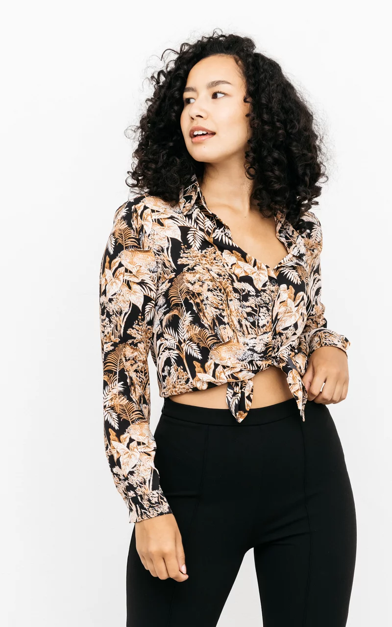 Patterned blouse Black Rust Brown
