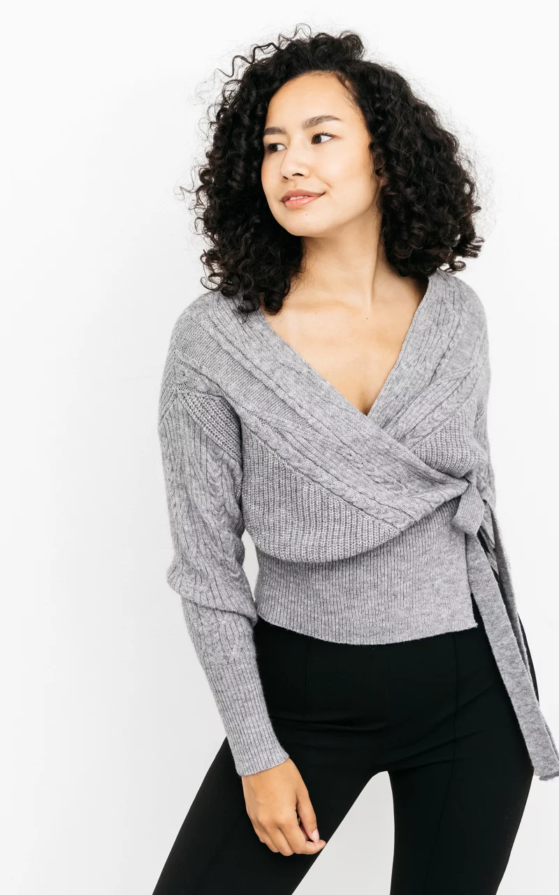Sweater with waist tie Grey