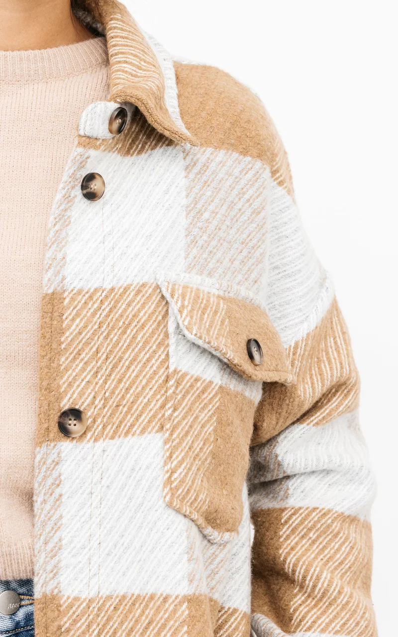 Checkered coat with buttons Light Grey Light Brown
