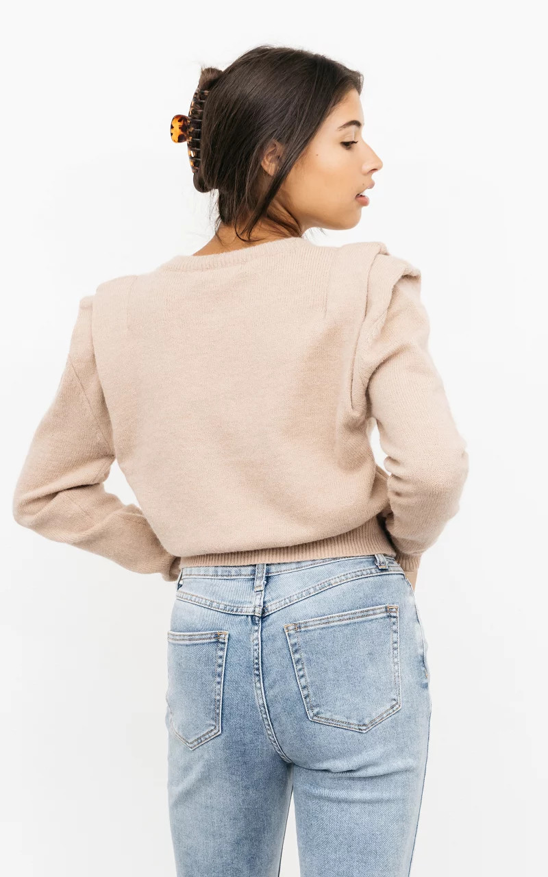 Shoulder pad sweater Beige