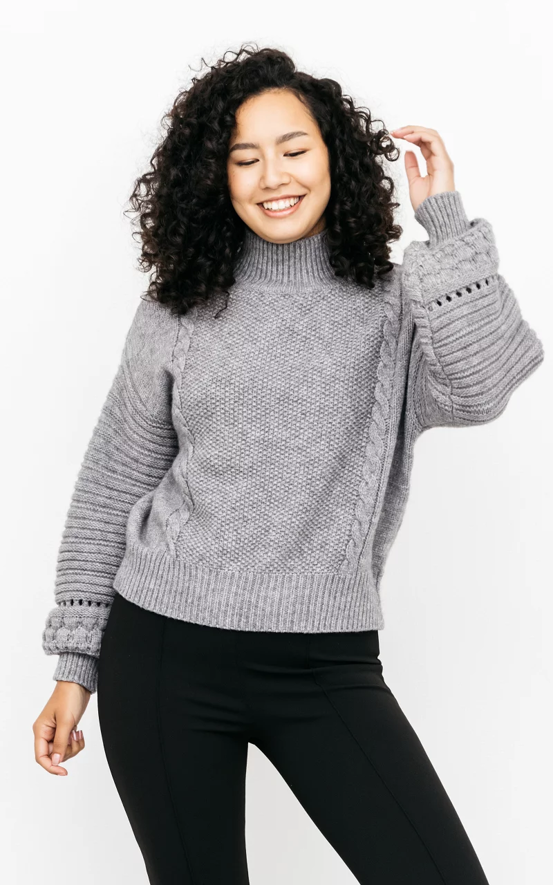 Knitted turtleneck sweater Grey