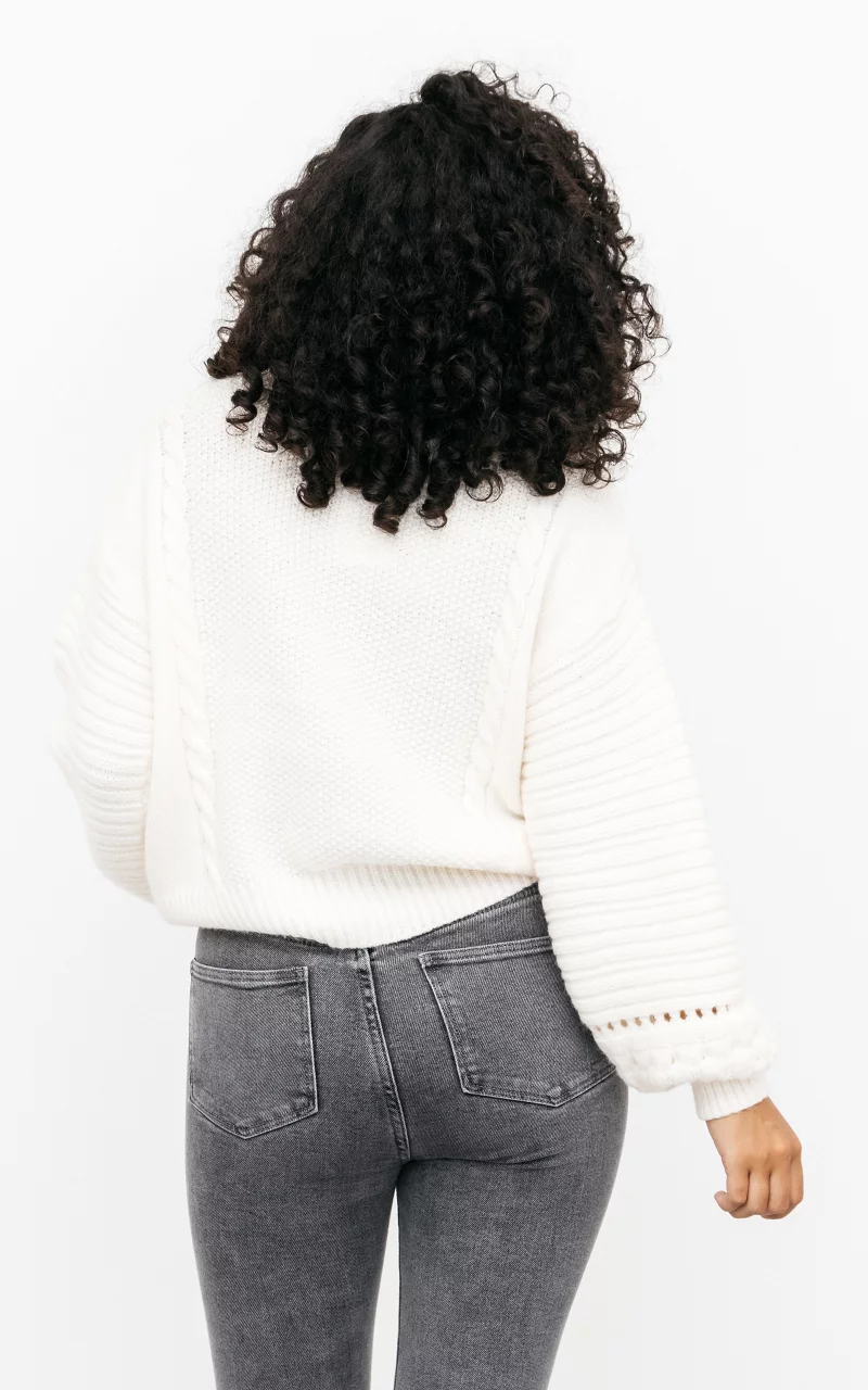 Knitted turtleneck sweater Cream