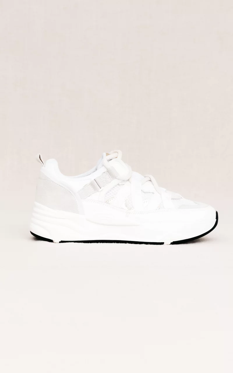 Lace-up sneakers with gold-coated details White Gold