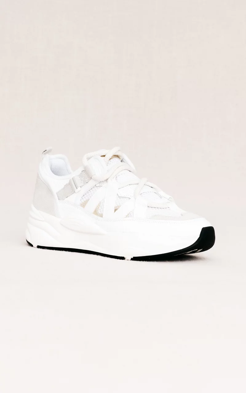 Lace-up sneakers with gold-coated details White Gold