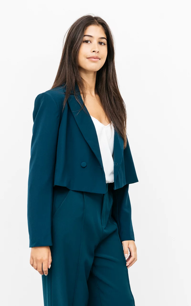Cropped blazer with buttons Petrol