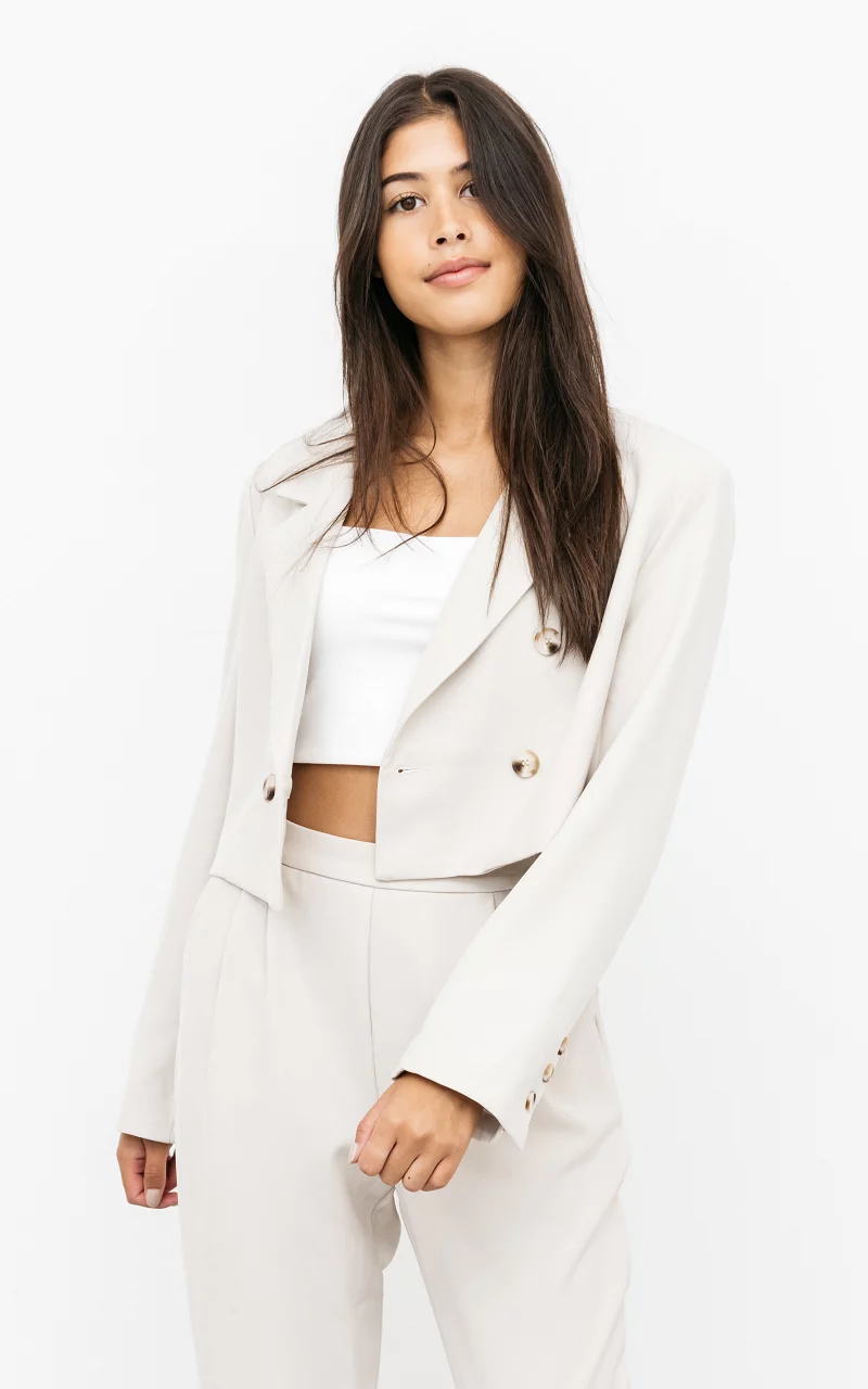 Cropped blazer with buttons Beige