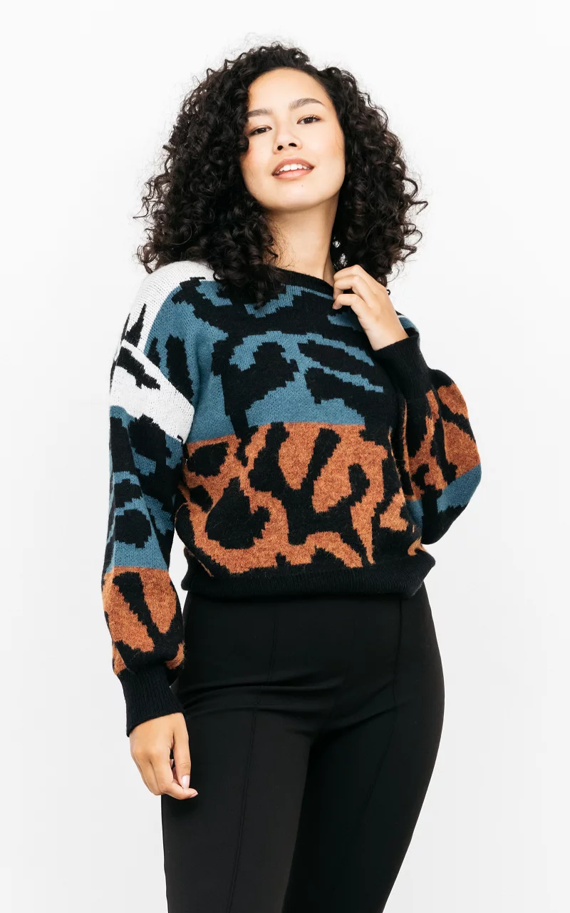 Sweater with round neck Black Petrol