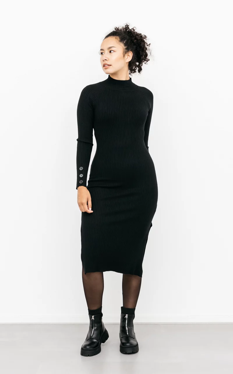 Turtleneck dress with low back Black