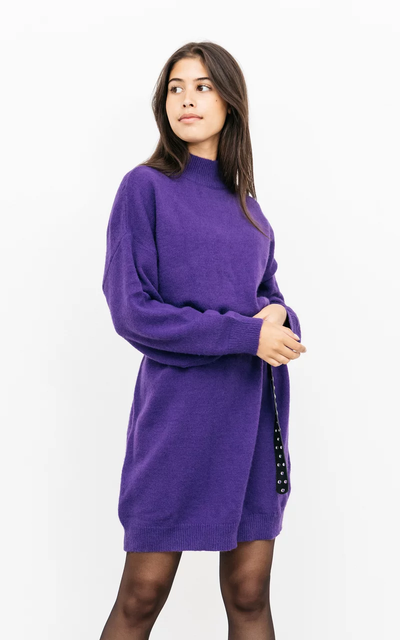 Oversized turtleneck dress Purple