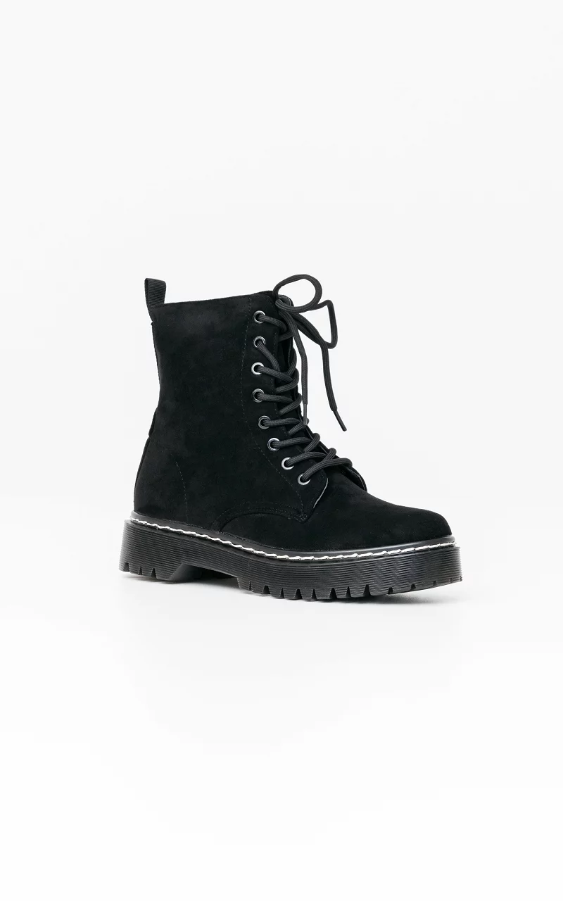 Suéde-look, lace-up boots Black