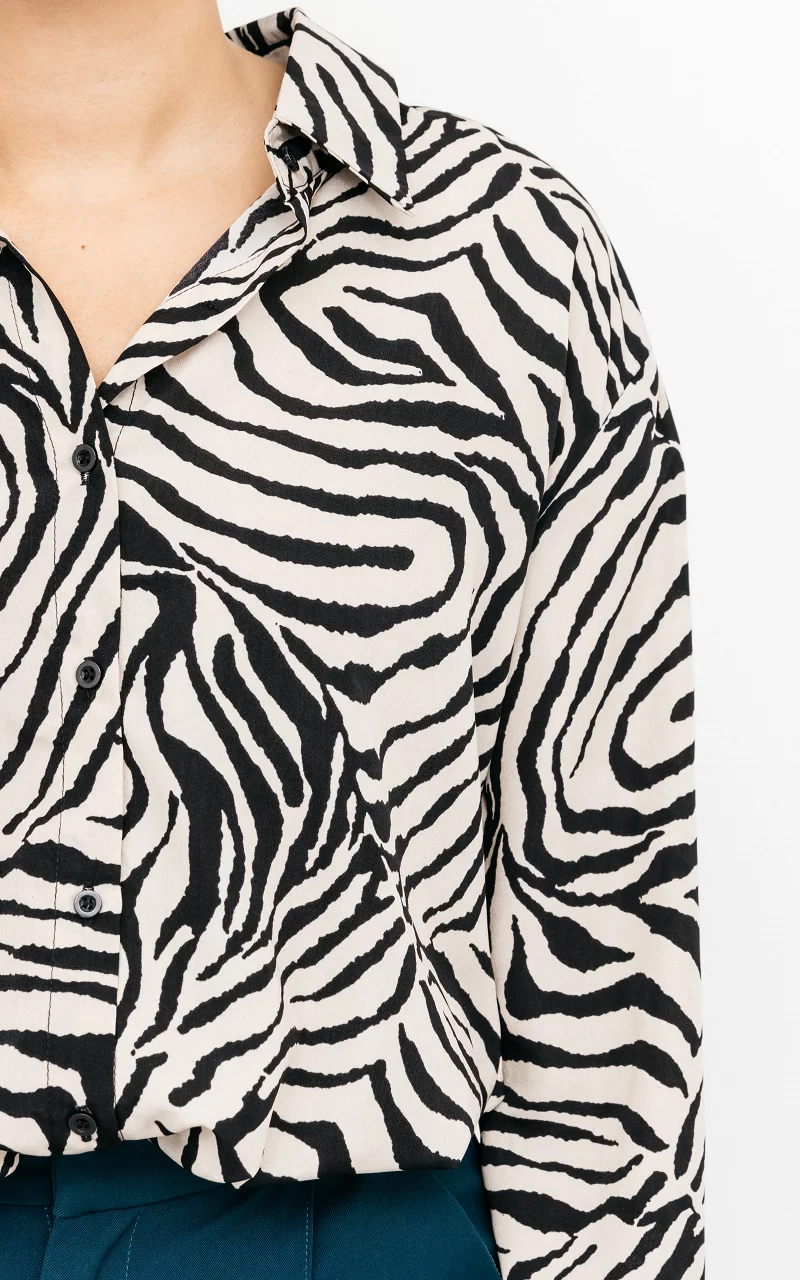 Zebraprint blouse Beige Black