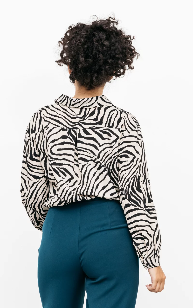 Bluse mit Zebra-Print Beige Schwarz