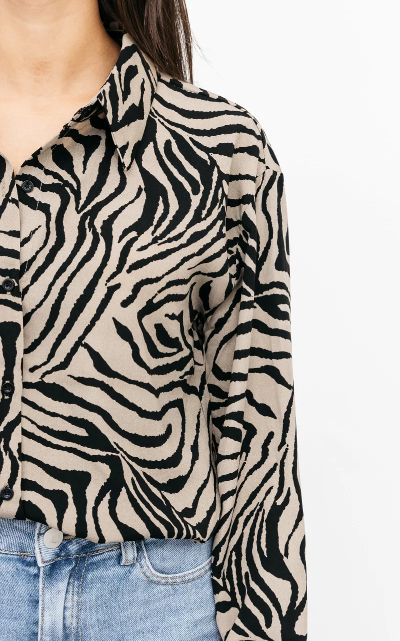 Bluse mit Zebra-Print Grün Schwarz