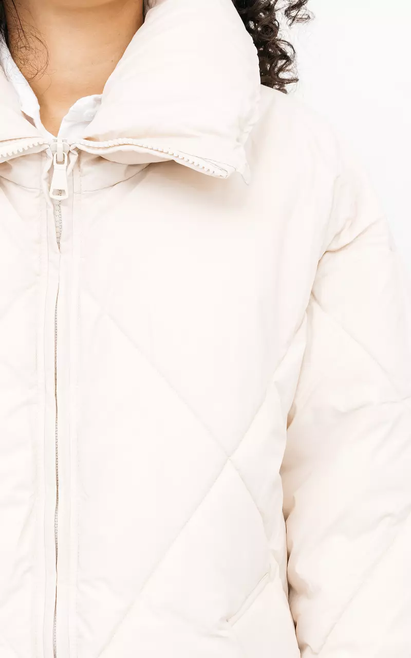 Oversized coat with high neck Cream