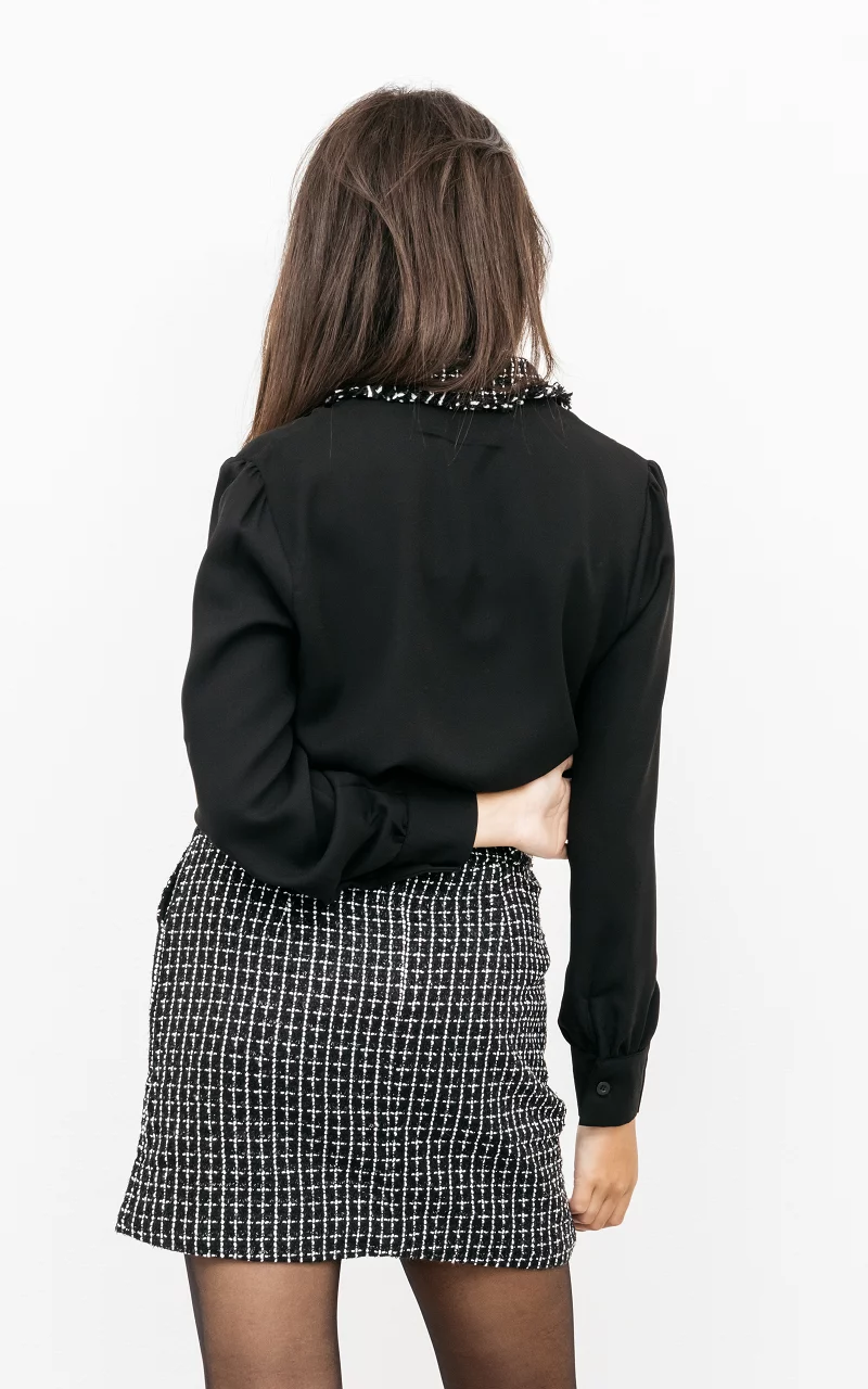 Tweed rok met riempje Zwart Wit