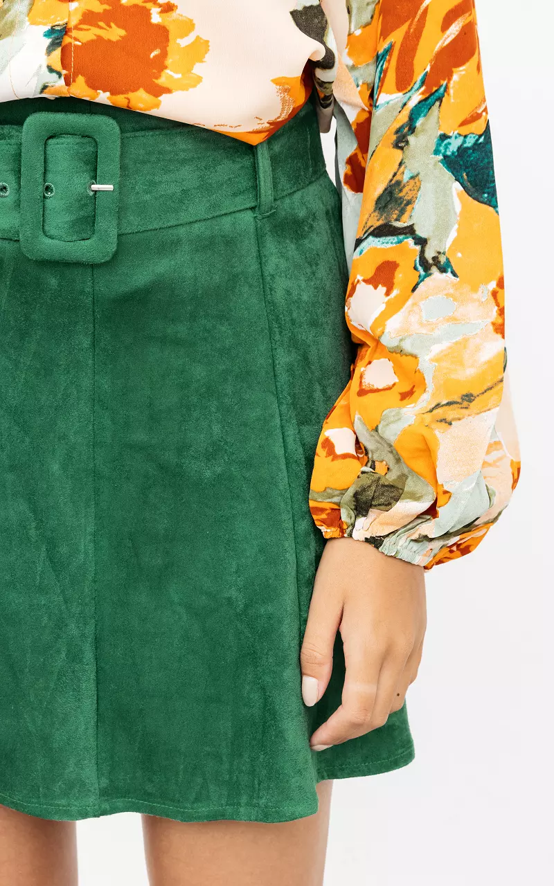 Suede-look skirt with belt Green