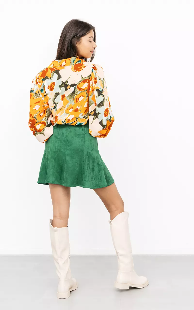 Suede-look skirt with belt Green
