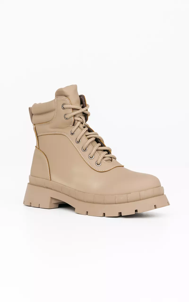 Veterboots met dikke zool Taupe