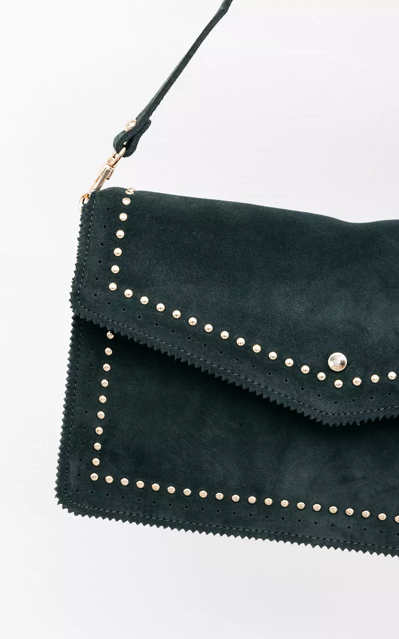 Suede bag with gold-coated details Dark Green Gold