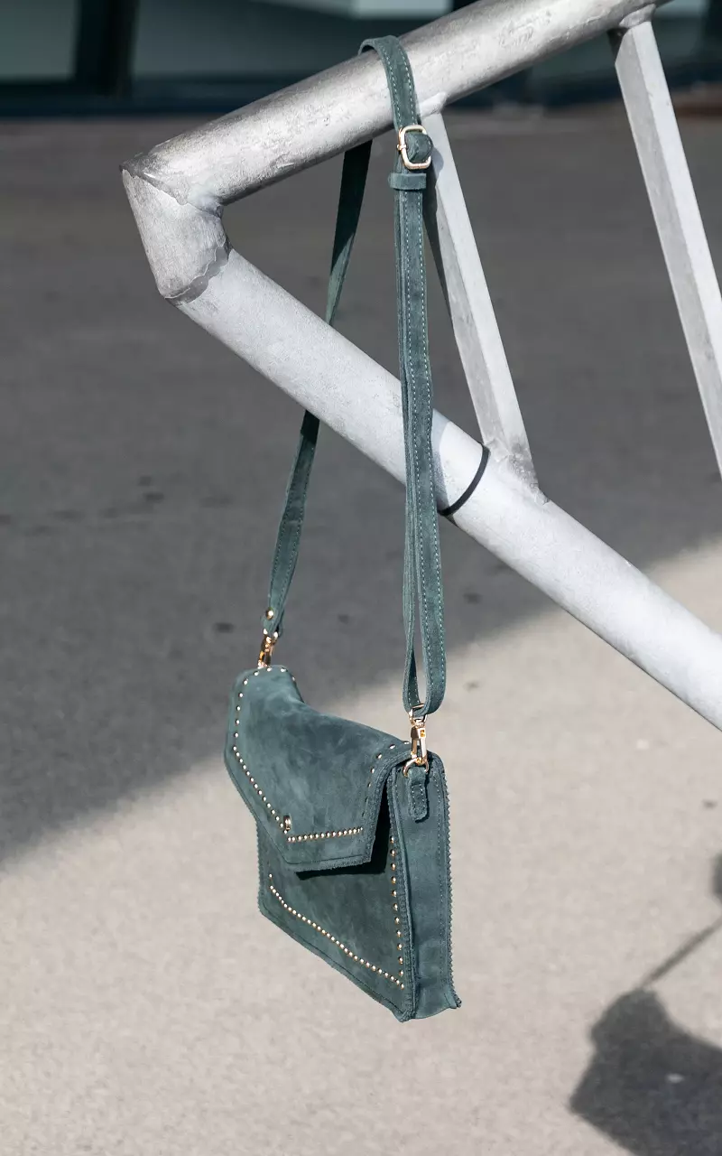 Suede bag with gold-coated details Dark Green Gold